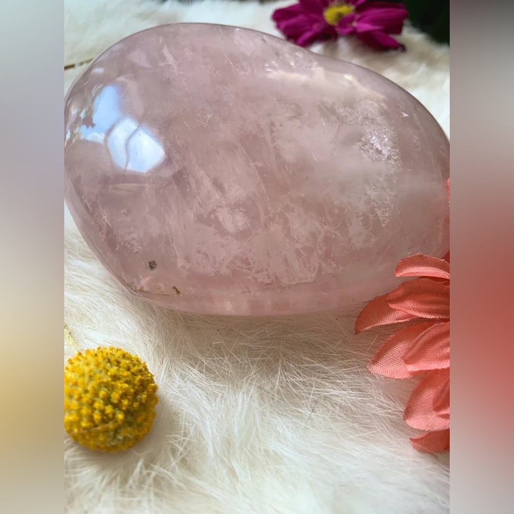 Chunky Heart Rose Quartz Heart Shaped Crystal of Love Self Love Large Puffy - Picture 2 of 7
